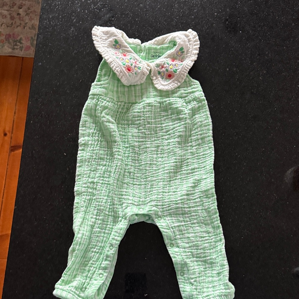 Cat & Jack Mint Green One Piece with White Collar